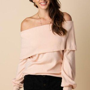 NWT Doe & Rae Dusty Rose Off Shoulder Sweater Medium